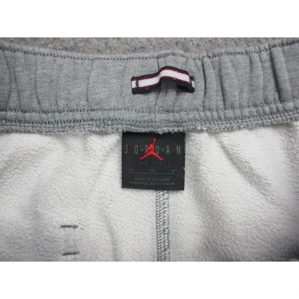Jordan Pants Men Medium Gray Jumpman Jogger Fleece Drawstring Sweatpants Tapered